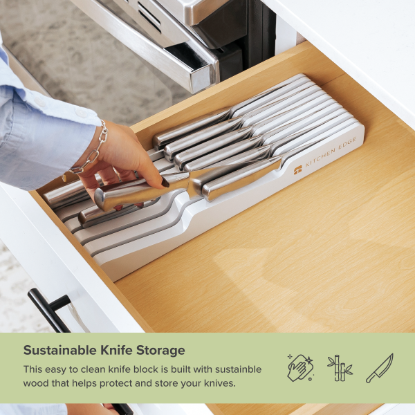 Knife Block Drawer Organizer - White Bamboo - Image 4