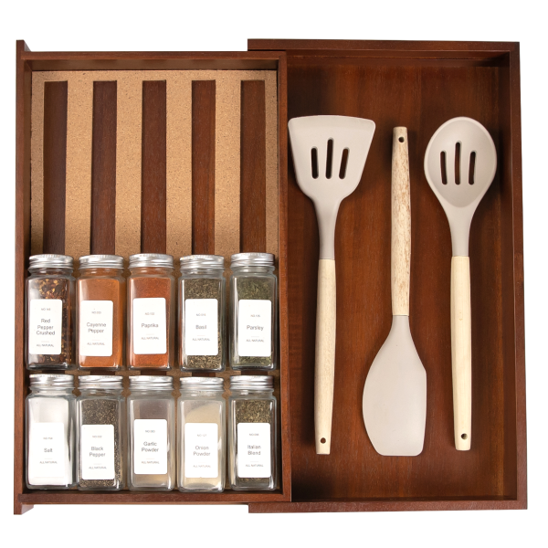 Acacia Spice Drawer Organizer (Expands 10.5 to 18.5 in)