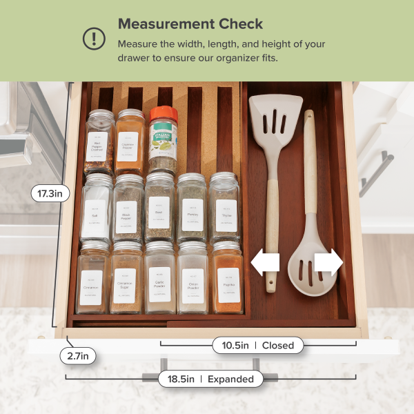 Acacia Spice Drawer Organizer (Expands 10.5 to 18.5 in) - Image 4