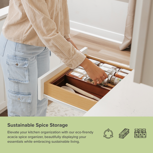 Acacia Spice Drawer Organizer (Expands 10.5 to 18.5 in) - Image 5