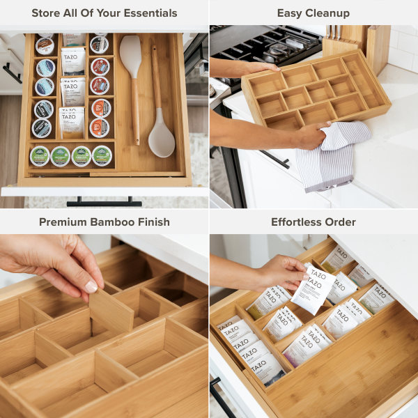 Bamboo Tea Bags & Coffee Pods Drawer Organizer - Image 3