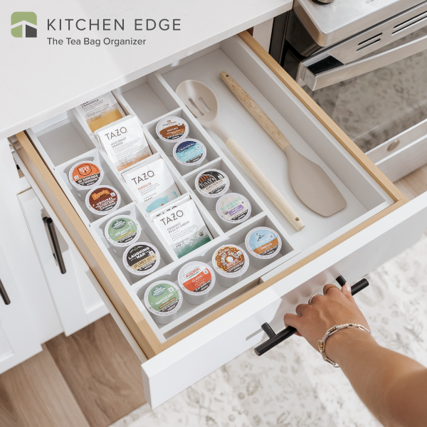 Bamboo Tea Bags & Coffee Pods Drawer Organizer White Finish - Image 2