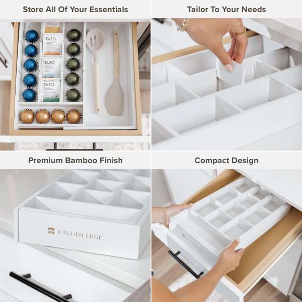 Bamboo Tea Bags & Coffee Pods Drawer Organizer White Finish - Image 3