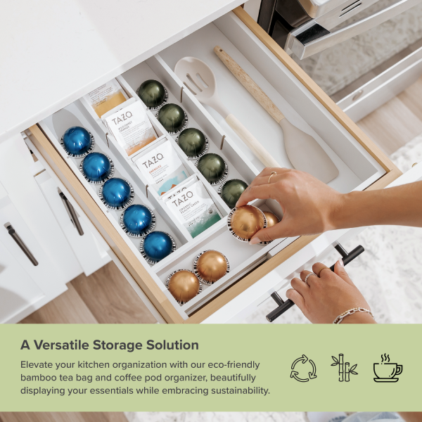 Bamboo Tea Bags & Coffee Pods Drawer Organizer White Finish - Image 5