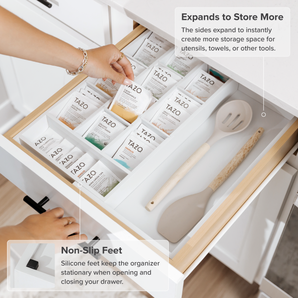 Bamboo Tea Bags & Coffee Pods Drawer Organizer White Finish - Image 6