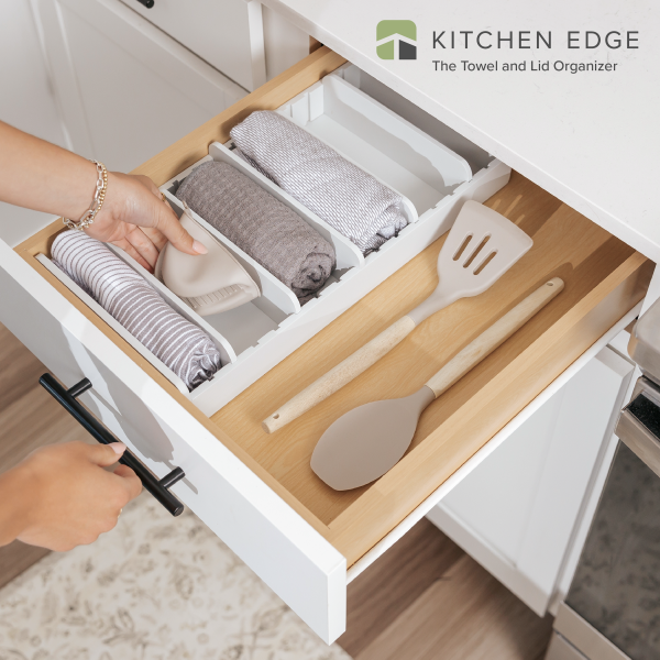 Bamboo Kitchen Towel and Food-Storage Organizer White Finish - Image 2