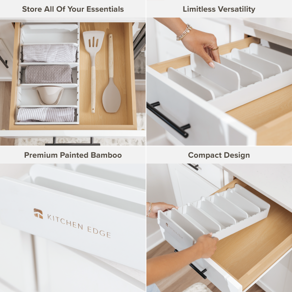 Bamboo Kitchen Towel and Food-Storage Organizer White Finish - Image 3