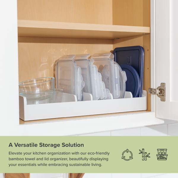 Bamboo Kitchen Towel and Food-Storage Organizer White Finish - Image 5