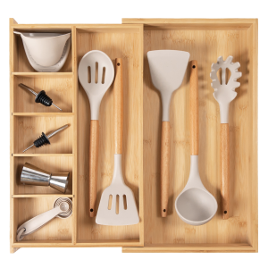 Bamboo Drawer Organizer for Utensils & Junk (Expands 10.5-18.5in)