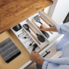 Bamboo Drawer Organizer for Utensils & Junk - White Finish (Expands 10.5-18.5in) - Image 7