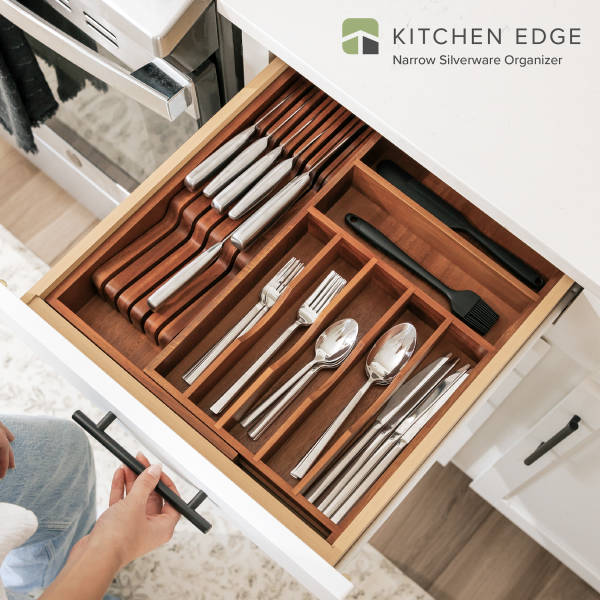 Acacia Drawer Organizer for Silverware & Utensils (Expands 11-19in) - Image 2