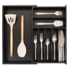 Bamboo Drawer Organizer for Silverware & Utensils - Black Finish (Expands 11-19in)