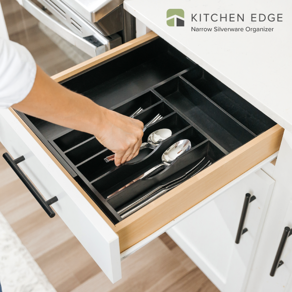 Bamboo Drawer Organizer for Silverware & Utensils - Black Finish (Expands 11-19in) - Image 2
