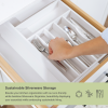 Bamboo Drawer Organizer for Silverware & Utensils - White Finish (Expands 11-19in) - Image 5