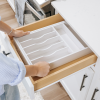 Bamboo Drawer Organizer for Silverware & Utensils - White Finish (Expands 11-19in) - Image 8