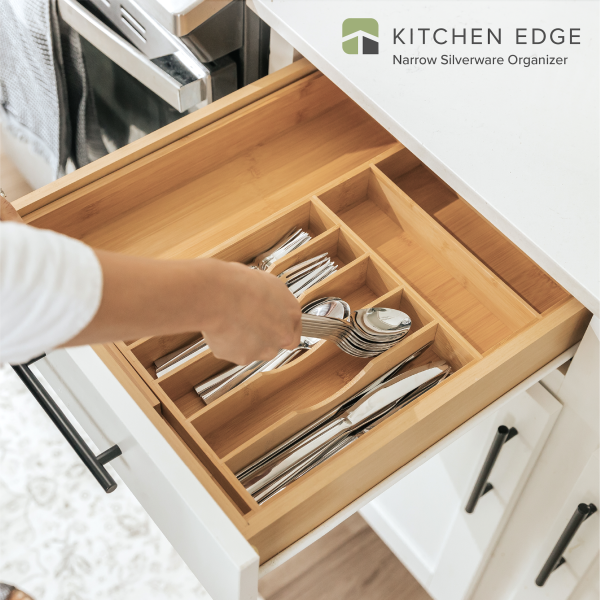 Bamboo Drawer Organizer for Silverware & Utensils (Expands 11-19in) - Image 2