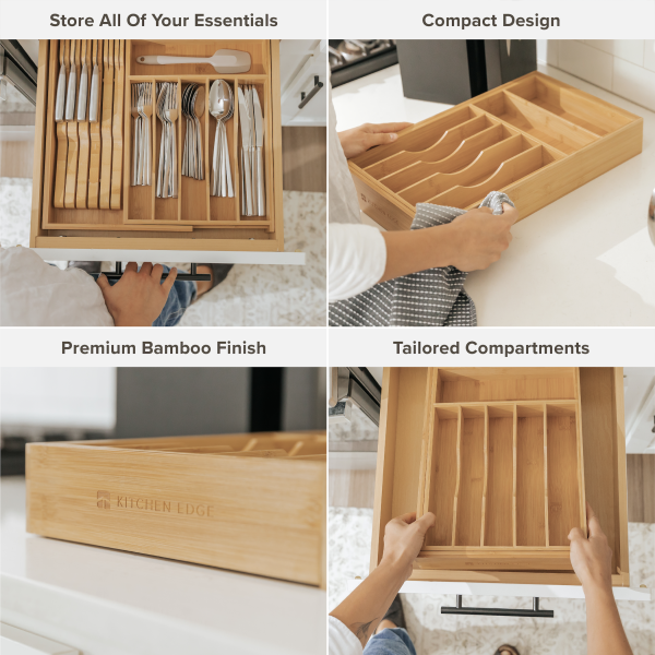 Bamboo Drawer Organizer for Silverware & Utensils (Expands 11-19in) - Image 3