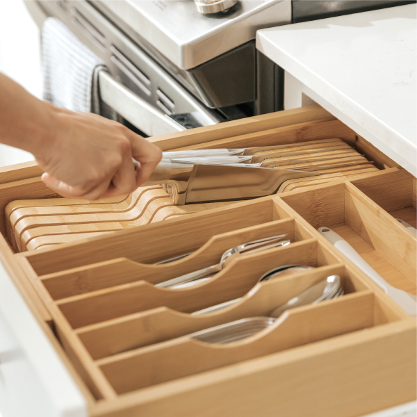 Bamboo Drawer Organizer for Silverware & Utensils (Expands 11-19in) - Image 8