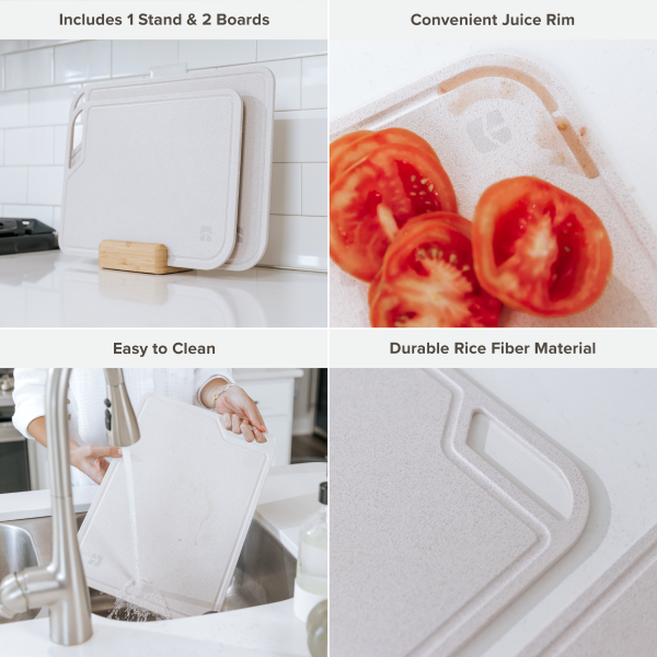 Rice Fiber Cutting Board Set with Bamboo Stand - Image 4