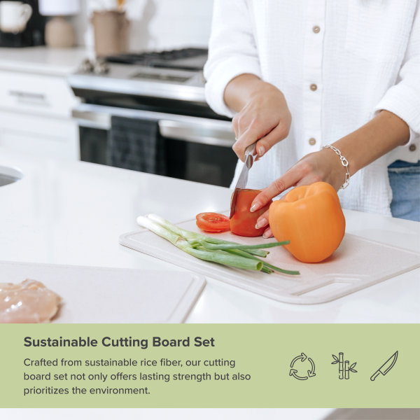 Rice Fiber Cutting Board Set with Bamboo Stand - Image 5