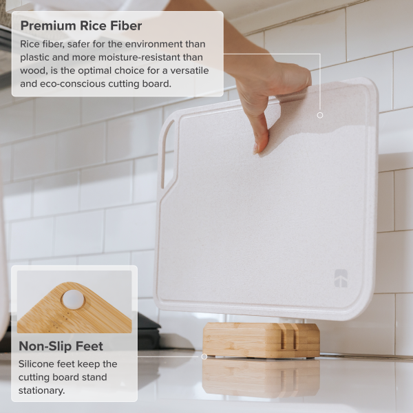 Rice Fiber Cutting Board Set with Bamboo Stand - Image 6