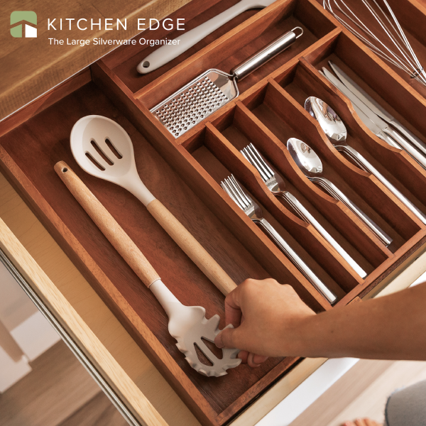 Acacia Drawer Organizer for Silverware & Utensils (Expands 16-28in) - Image 2