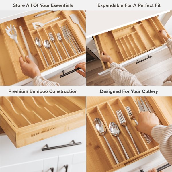 Bamboo Drawer Organizer for Silverware & Utensils (Expands 16-28in) - Image 3