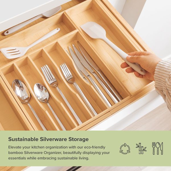 Bamboo Drawer Organizer for Silverware & Utensils (Expands 16-28in) - Image 5