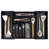Bamboo Drawer Organizer for Silverware & Utensils - Black Finish (Expands 16-28in)