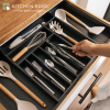 Bamboo Drawer Organizer for Silverware & Utensils - Black Finish (Expands 16-28in) - Image 2