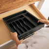 Bamboo Drawer Organizer for Silverware & Utensils - Black Finish (Expands 16-28in) - Image 9