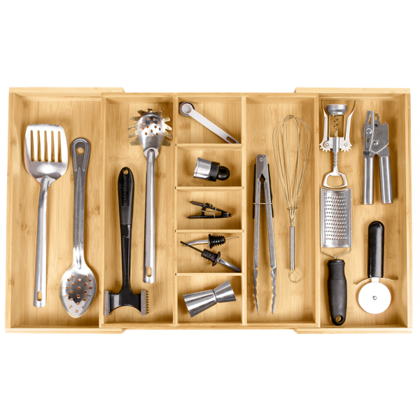 Bamboo Utensils & Junk Drawer Organizer (Expands 16-28in)