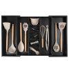 Bamboo Utensils & Junk Drawer Organizer - Black Finish (Expands 16-28in)