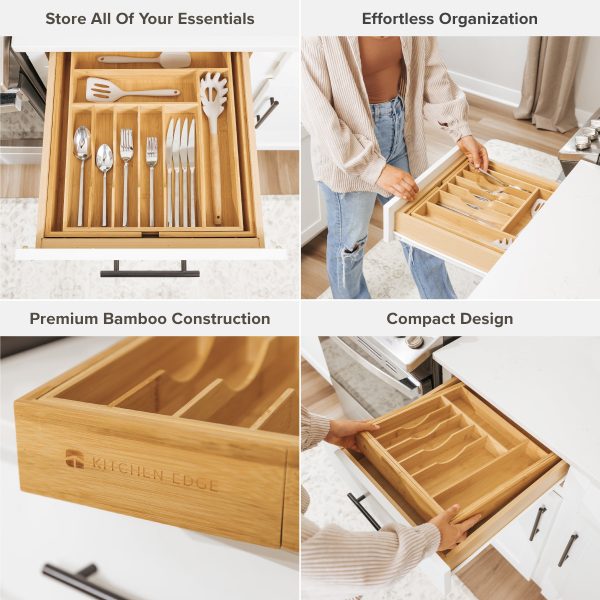 Bamboo Drawer Organizer for Silverware & Utensils (Expands 14.5-25in) - Image 3