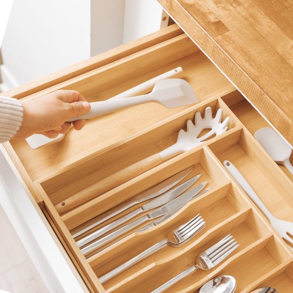 Bamboo Drawer Organizer for Silverware & Utensils (Expands 14.5-25in) - Image 6