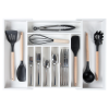 Bamboo Drawer Organizer for Silverware & Utensils White Finish (Expands 14.75-25in)