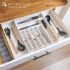 Bamboo Drawer Organizer for Silverware & Utensils White Finish (Expands 14.75-25in) - Image 2