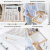 Bamboo Drawer Organizer for Silverware & Utensils White Finish (Expands 14.75-25in) - Image 3