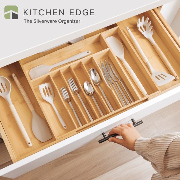 Bamboo Drawer Organizer for Silverware & Utensils (Expands 18.5-33in) - Image 2