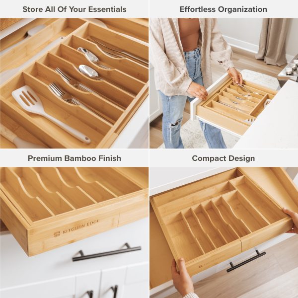 Bamboo Drawer Organizer for Silverware & Utensils (Expands 18.5-33in) - Image 3
