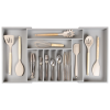 Bamboo Drawer Organizer for Silverware & Utensils - Gray Finish (Expands 18.5-33in)