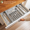 Bamboo Drawer Organizer for Silverware & Utensils - Gray Finish (Expands 18.5-33in) - Image 3