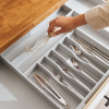 Bamboo Drawer Organizer for Silverware & Utensils - Gray Finish (Expands 18.5-33in) - Image 7