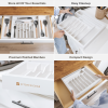 Bamboo Drawer Organizer for Silverware & Utensils - White Finish (Expands 18.5-33in) - Image 3