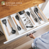 Bamboo Utensils & Junk Drawer Organizer - White Finish (Expands 18.5-33in) - Image 2