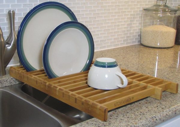 Bamboo Over the Sink Dish Drying Rack - Image 2