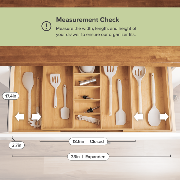 Bamboo Utensils & Junk Drawer Organizer (Expands 18.5-33in) - Image 4