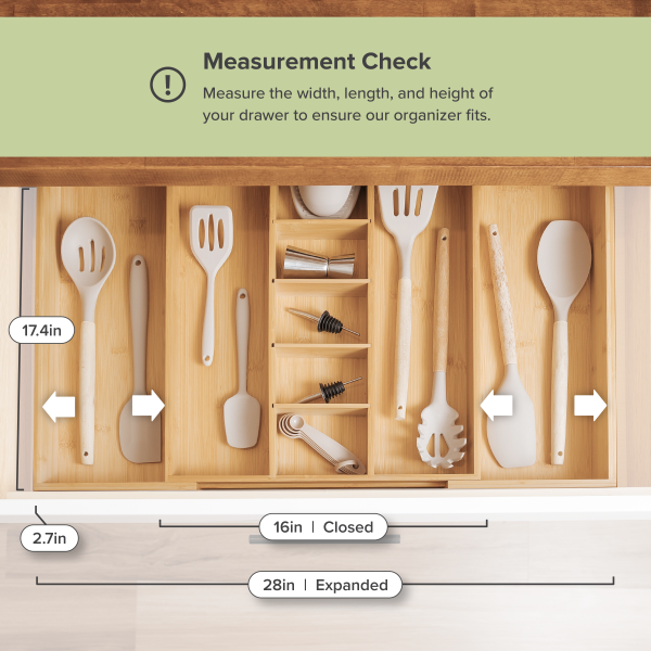 Bamboo Utensils & Junk Drawer Organizer (Expands 16-28in) - Image 4